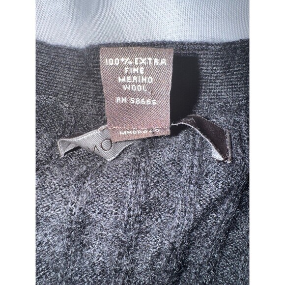 Nordstrom gray Cardigan 100% extra fine Merino wool large TALL - Picture 6 of 7